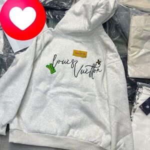 Hoodie Cotton fleece loose fit puff sleeves Luxury 2-layer hat